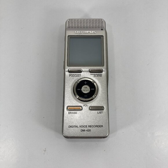 Olympus Digital Voice Recorder DM-420 Silver Handheld 2GB Internal Memory TESTED - Picture 1 of 8